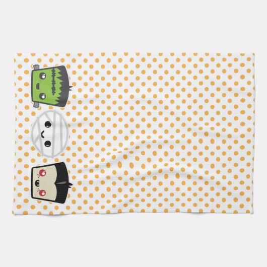 Kawaii Frankenstein Mummy Dracula Kitchen Towel Theedoek (Horizontaal)