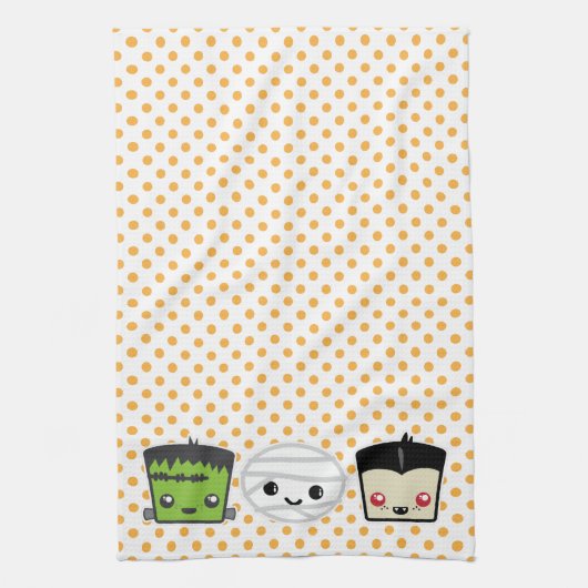 Kawaii Frankenstein Mummy Dracula Kitchen Towel Theedoek (Verticaal)