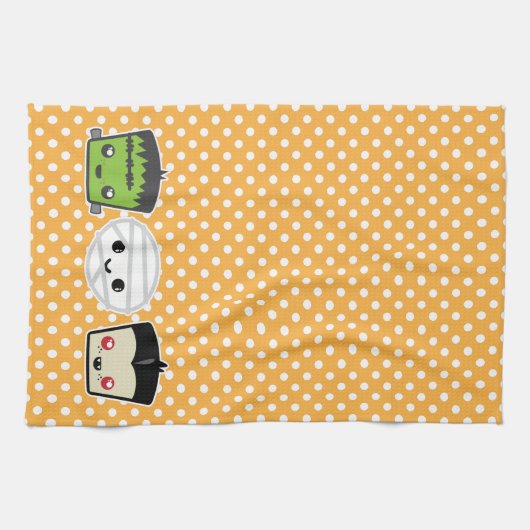 Kawaii Frankenstein Mummy Dracula Kitchen Towel Theedoek (Horizontaal)