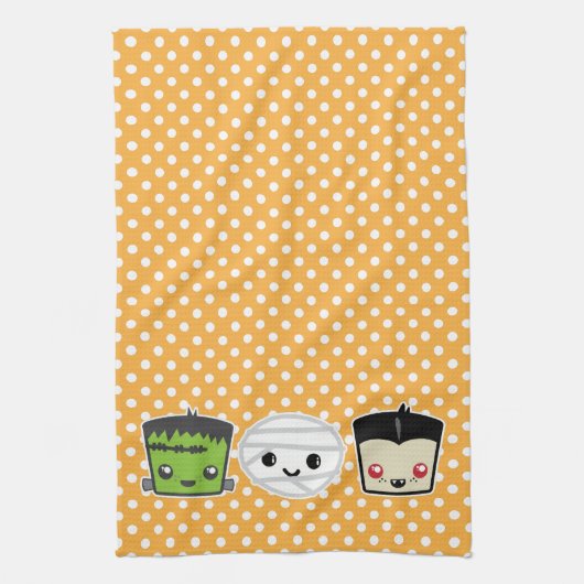 Kawaii Frankenstein Mummy Dracula Kitchen Towel Theedoek (Verticaal)