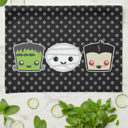Kawaii Frankenstein Mummy Dracula Kitchen Towel Theedoek (Gevouwen)