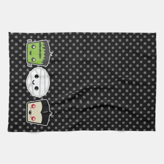 Kawaii Frankenstein Mummy Dracula Kitchen Towel Theedoek (Horizontaal)