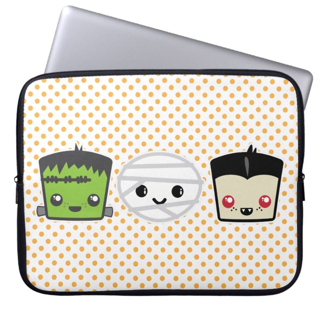 Kawaii Frankenstein Mummy Dracula-laptophoes Laptop Sleeve (Voorkant)