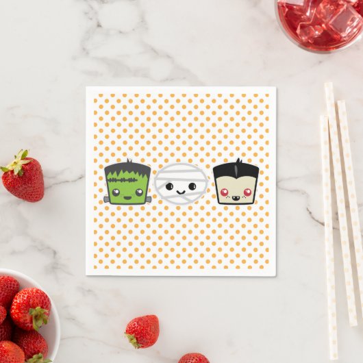 Kawaii Frankenstein Mummy Dracula Napkins Servet (Insitu)