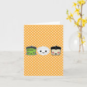 Kawaii Frankenstein Mummy Dracula Note Card Kaart (Gele Bloem)