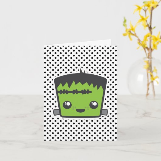 Kawaii Frankenstein Note Kaart (Gele Bloem)