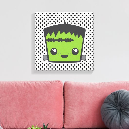 Kawaii Frankenstein Wrapped Canvas (Insitu (Woonkamer))