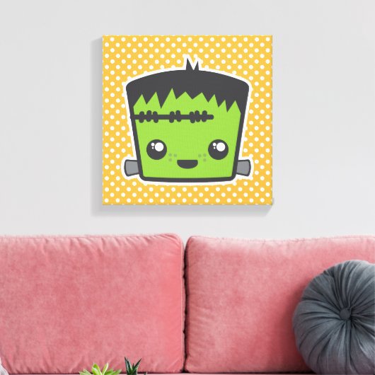 Kawaii Frankenstein Wrapped Canvas Afdruk (Insitu (Woonkamer))