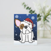 Kawaii Franse Bulldog Christmas Briefkaart (wit) (Staand voorkant)