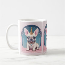 Kawaii Franse Bulldog Eenhoorn Pastelroze