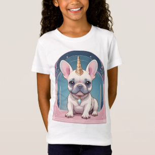 Kawaii Franse Bulldog Eenhoorn Pastelroze T-shirt