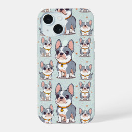 Kawaii Franse Bulldog Frenchie Moods iPhone 15 Case