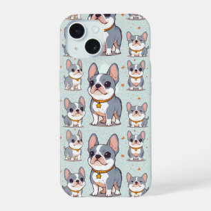 Kawaii Franse Bulldog Frenchie Stemmingen iPhone 15 Case