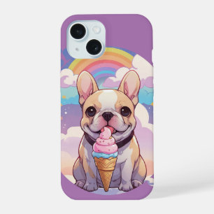 Kawaii Franse Bulldog IJs Regenboog iPhone 15 Case