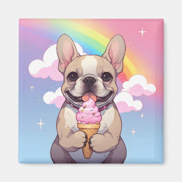 Kawaii Franse Bulldog IJs Regenboog Magneet