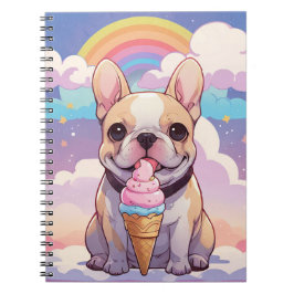 Kawaii Franse Bulldog IJs Regenboog Notitieboek