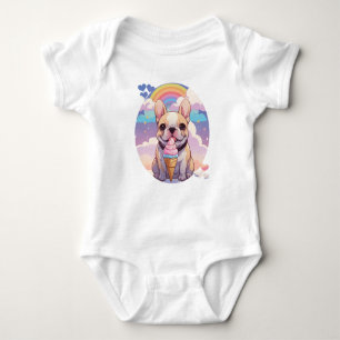 Kawaii Franse Bulldog IJs Regenboog Romper