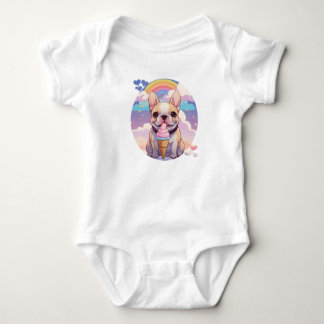Kawaii Franse Bulldog IJs Regenboog Romper