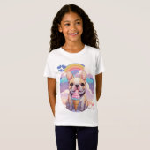Kawaii Franse Bulldog IJs Regenboog T-shirt (Voorkant volledig)