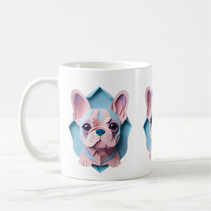 Kawaii Franse Bulldog Pastel Papier Snijkunst Koffiemok
