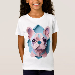 Kawaii Franse Bulldog Pastel Papier Snijkunst T-shirt