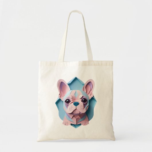 Kawaii Franse Bulldog Pastel Papier Snijkunst Tote Bag (Voorkant)