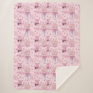 Kawaii Freakshake Pattern – Pastel Paarse Sherpa Deken