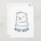 Kawaii FREE HUGS Polar Bear White Cute Love Briefkaart (Voorkant / Achterkant)