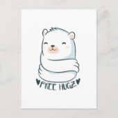 Kawaii FREE HUGS Polar Bear White Cute Love Briefkaart (Voorkant)