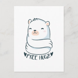 Kawaii FREE HUGS Polar Bear White Cute Love Briefkaart