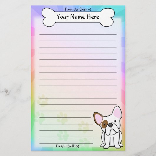 Kawaii French Bulldog Stationery Briefpapier (Voorkant)