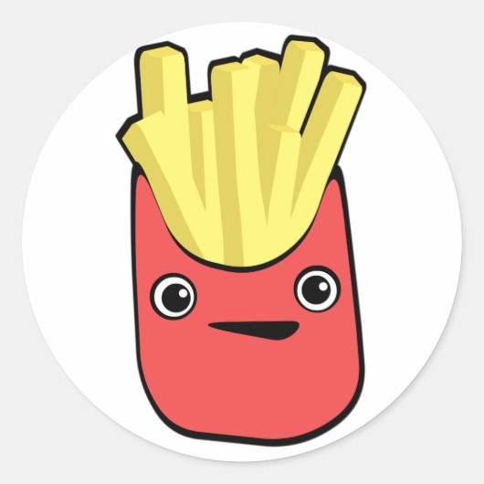 Kawaii French Fry Ronde Sticker (Voorkant)