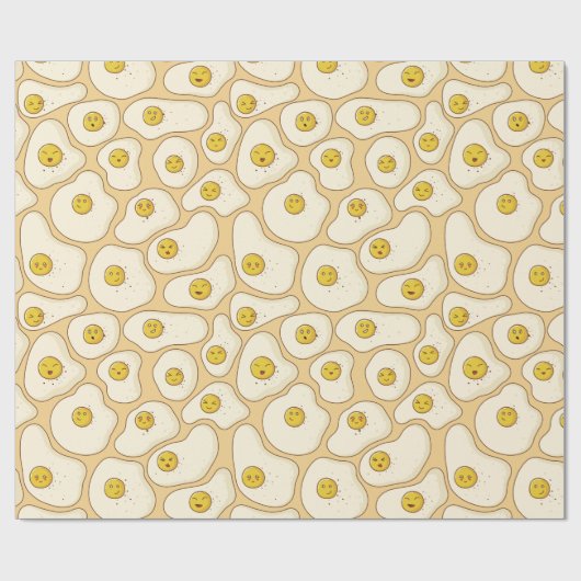 Kawaii Fried Eggs Pattern Cadeaupapier (Vlak)