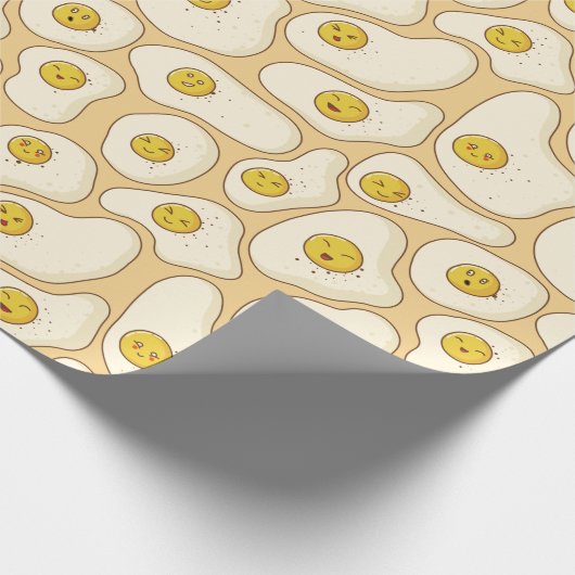 Kawaii Fried Eggs Pattern Cadeaupapier (Hoek)