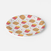 Kawaii Fries en Burger Pattern Papieren Bordje (Gekanteld)