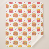 Kawaii Fries en Burger Pattern Sherpa Deken (Voorkant)