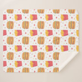 Kawaii Fries en Burger Pattern Sherpa Deken (Voorkant (horizontaal))