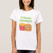 Kawaii Fries en Burger, Vrienden voor altijd T-shi T-shirt (Voorkant)