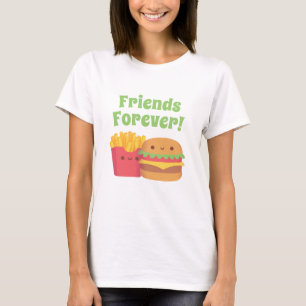Kawaii Frietjes en Burger, Vrienden Voor Altijd T- T-shirt