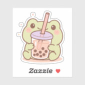 Kawaii Frog Boba Sticker (Vel)