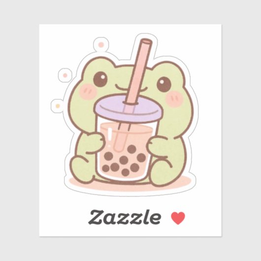 Kawaii Frog Boba Sticker (Vel)