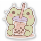 Kawaii Frog Boba Sticker (Voorkant)