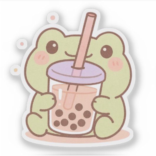 Kawaii Frog Boba Sticker (Voorkant)