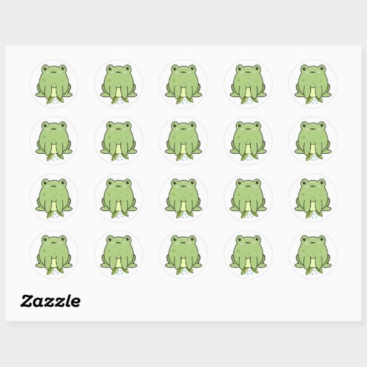 Kawaii Frog Classic Round Sticker (Vel)