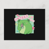 Kawaii Frog drink aardbeienmelk Briefkaart (Voorkant)