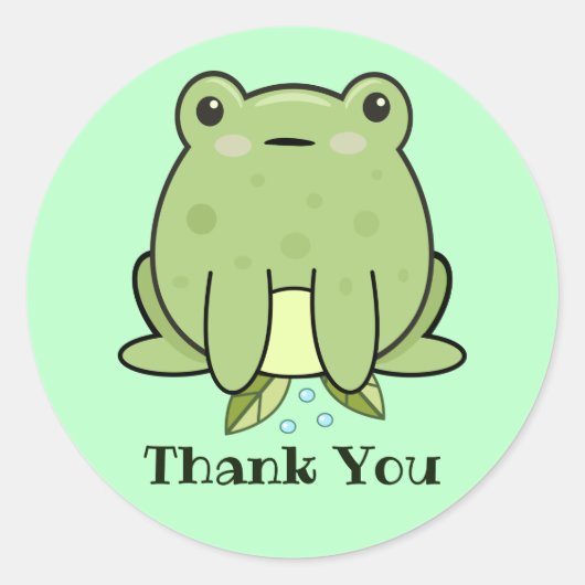 Kawaii Frog Green Pastel Dank u Ronde Sticker (Voorkant)