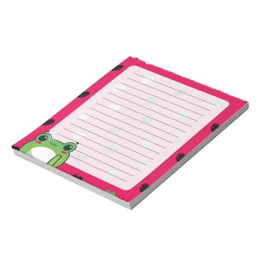Kawaii Frog & Hearts Notitieblok (Linkerzijde)