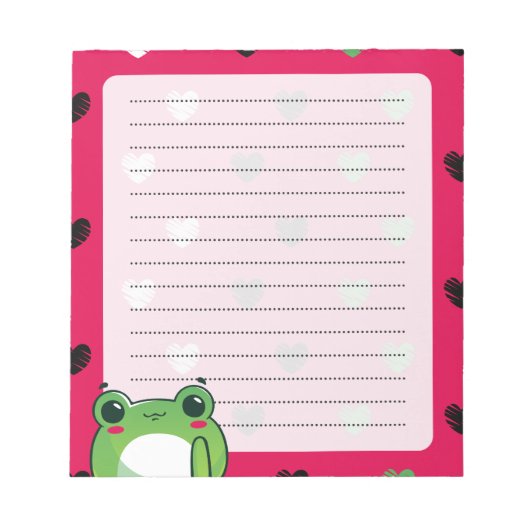 Kawaii Frog & Hearts Notitieblok (Voorkant)