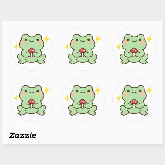 Kawaii Frog Holding Mushroom Sticker (Vel)
