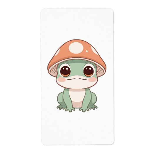 Kawaii Frog in het Mushroom Pet Etiket (Voorkant)